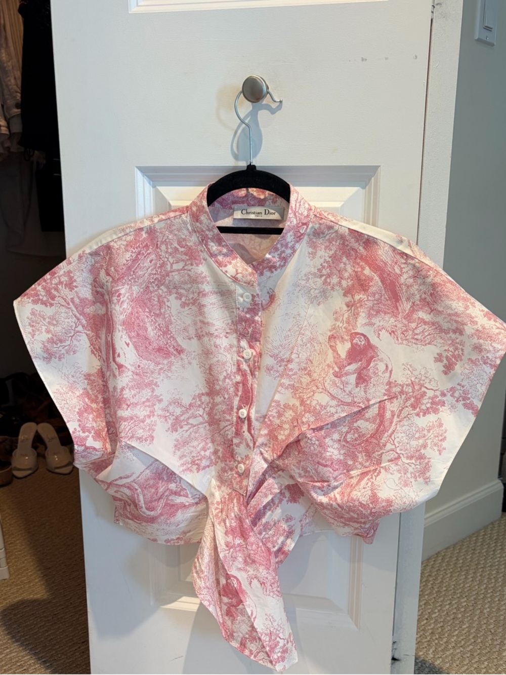 Dior Pink Toile Button-Front Blouse